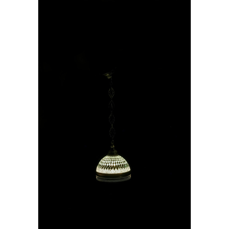 Hanging white lamp, 70 cm, mosaic glass, diameter 22 cm